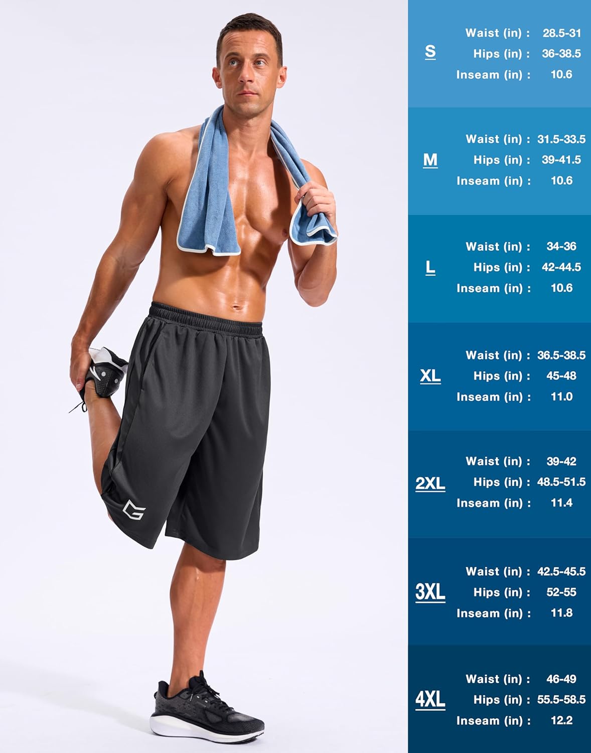 G Gradual Men's 12" Long Basketball Shorts with Pockets Lightweight Loose Fit Athletic Shorts Mesh Gym Shorts for Men