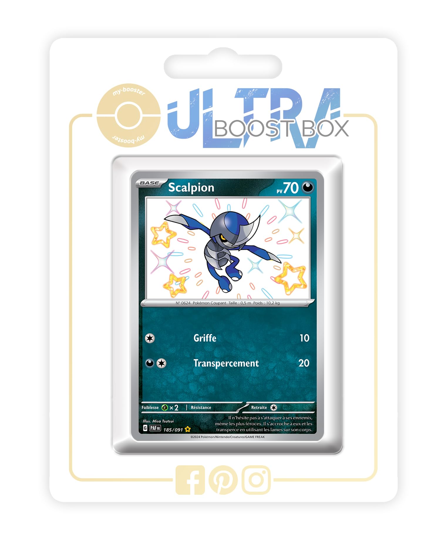 Scalpion (Pawniard) 185/091 Shiny - 4.5 - Destinées de Paldea Box of 10 Pokemon French Cards