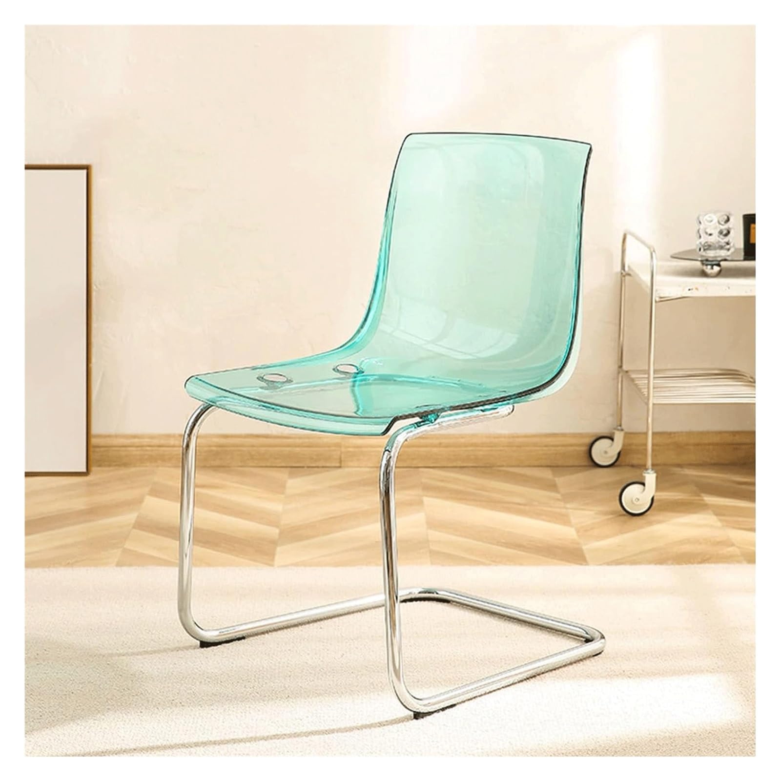 Chaise moderne pour cuisine et salle à manger en acrylique vert ergonomique