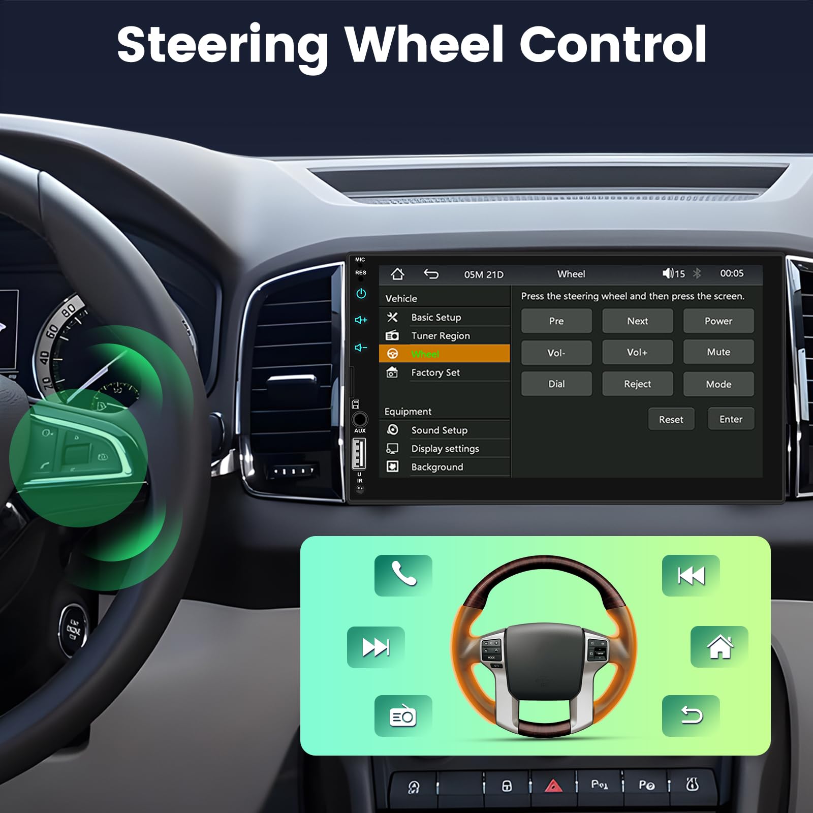 NHOPEEW Radio samochodowe 2 DIN, DAB – 7 cali, obsługuje bezprzewodowe CarPlay Android Auto Mirror Link sterowanie kierownicą + kamera cofania 12 LED