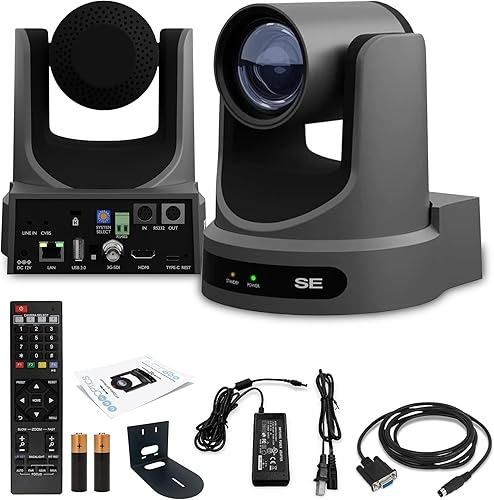 PTZOptics Move SE SDIHDMIUSBIP PTZ Cámara con zoom óptico de 12x (blanco) (PT12X-SE-WH-G3) + soporte de pared universal (blanco)