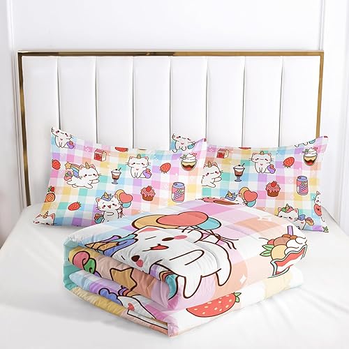 Miniatura 93 de CVHOUSE Juego de ropa de cama con diseño de panda, juego de edredón individual con panda y 2 fundas de almohada, lindo juego de colcha kawaii