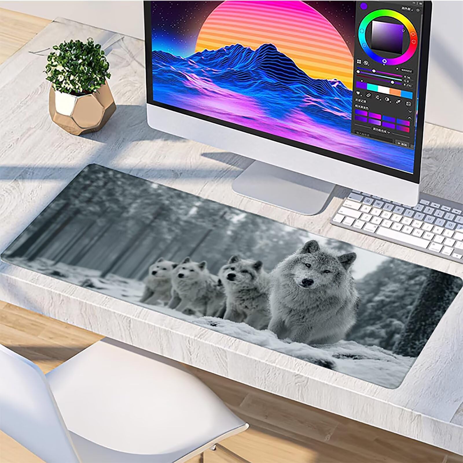 Podkładka pod mysz 1200x600x3mm drzewo, podkładka pod mysz XXL do gier wilk, duża podkładka pod mysz z gumową podstawą, akcesoria biurowe do gier, wysoka precyzja i szybkość, pod biurko, dla graczy