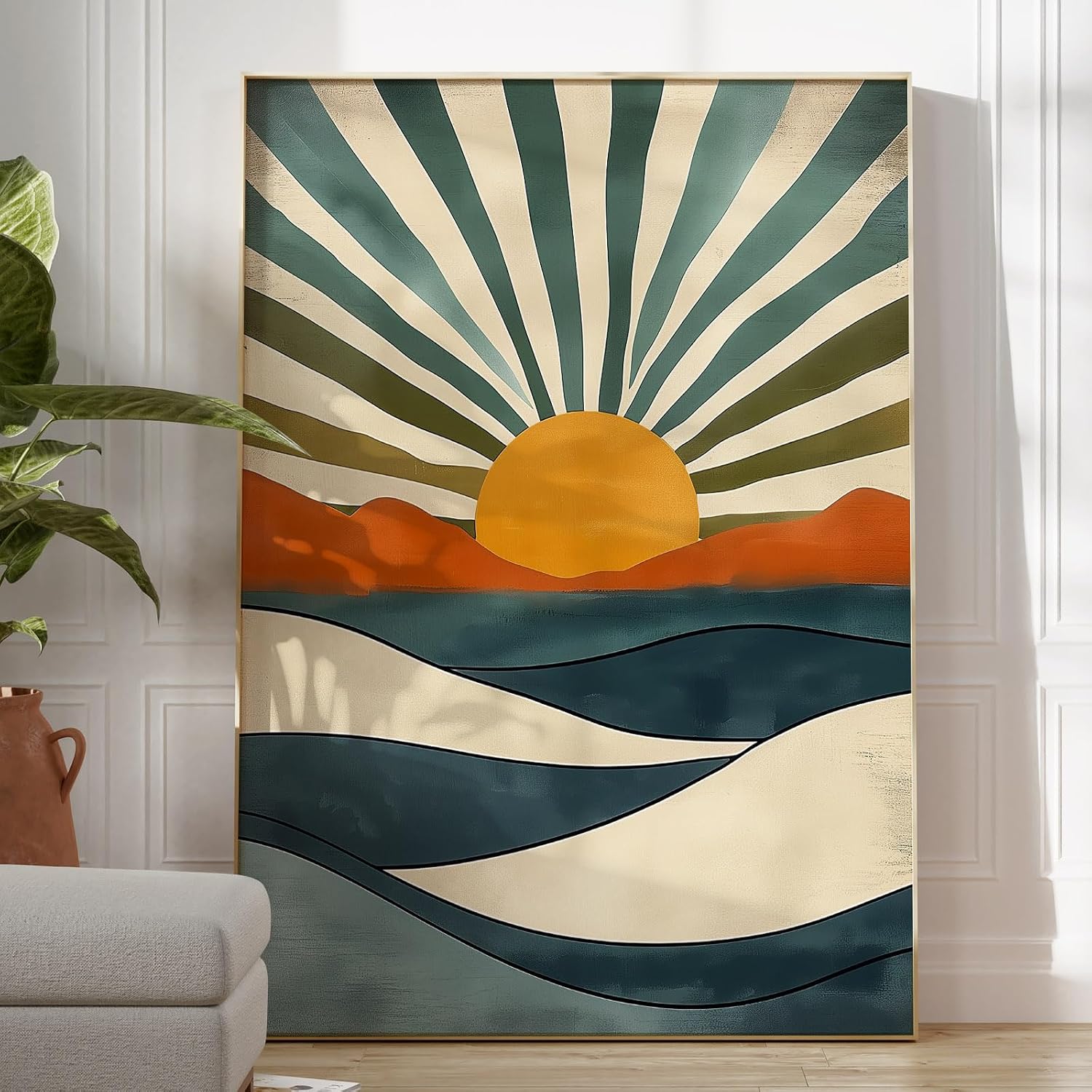 Amazon.com: Boho Sun Wall Art Mid Century Modern Print Abstract Sun ...