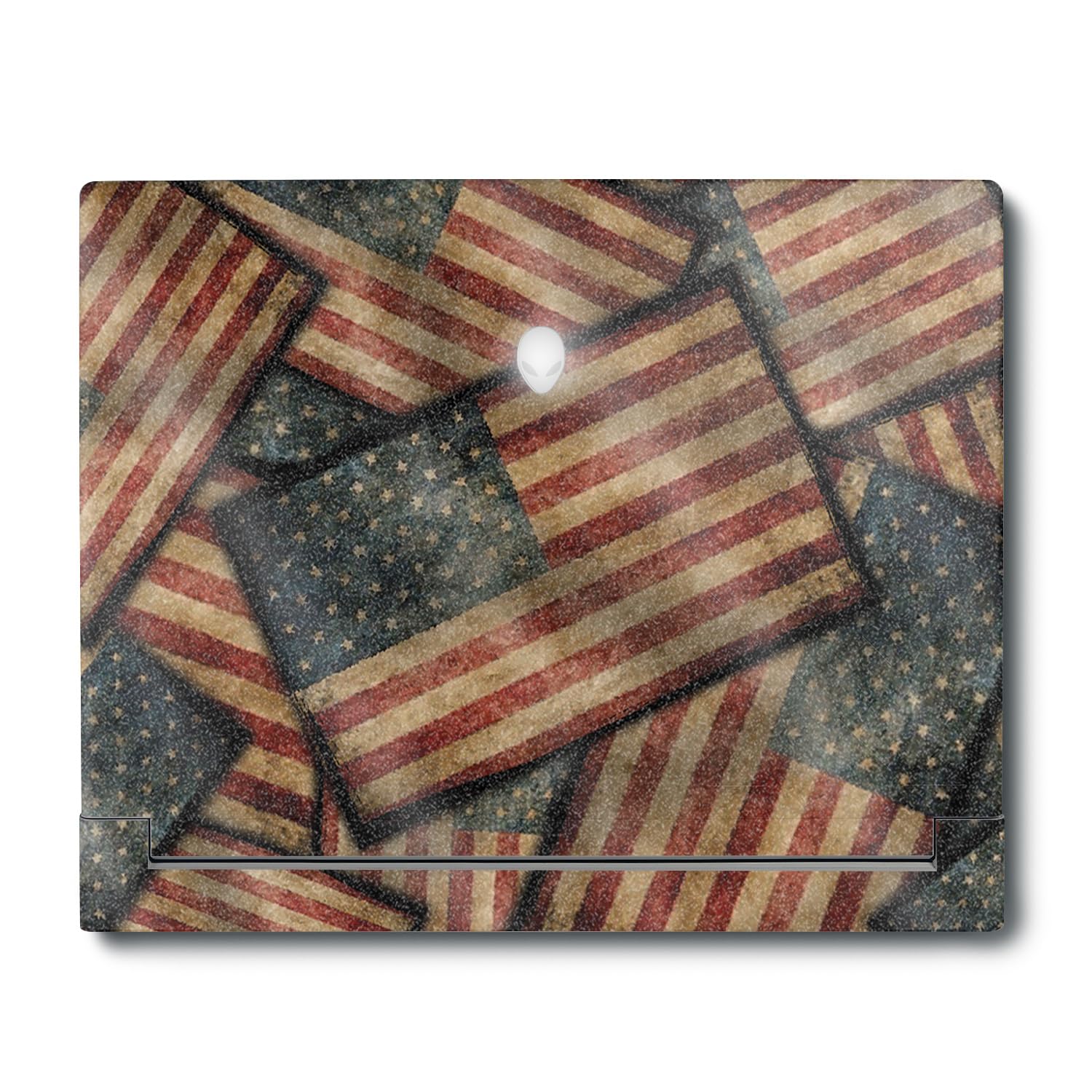 MightySkins Glossy Glitter Skin Compatible with Alienware X16 R1 (2023) Full Wrap Kit - Vintage American | Protective, Durable High-Gloss Glitter Finish | Easy to Apply | Made in The USA
