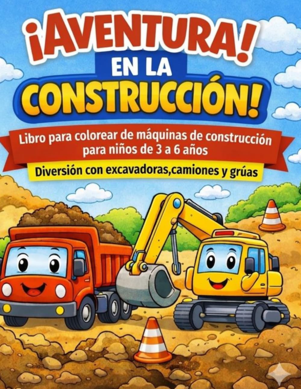 ¡AVENTURA EN LA CONSTRUCCIÓN!: DIVERTIDO LIBRO PARA COLOREAR DE MÁQUINAS DE CONSTRUCCIÓN PARA NIÑOS DE 3 A 6 AÑOS|EXCAVADORAS,CAMIONES Y GRÚAS