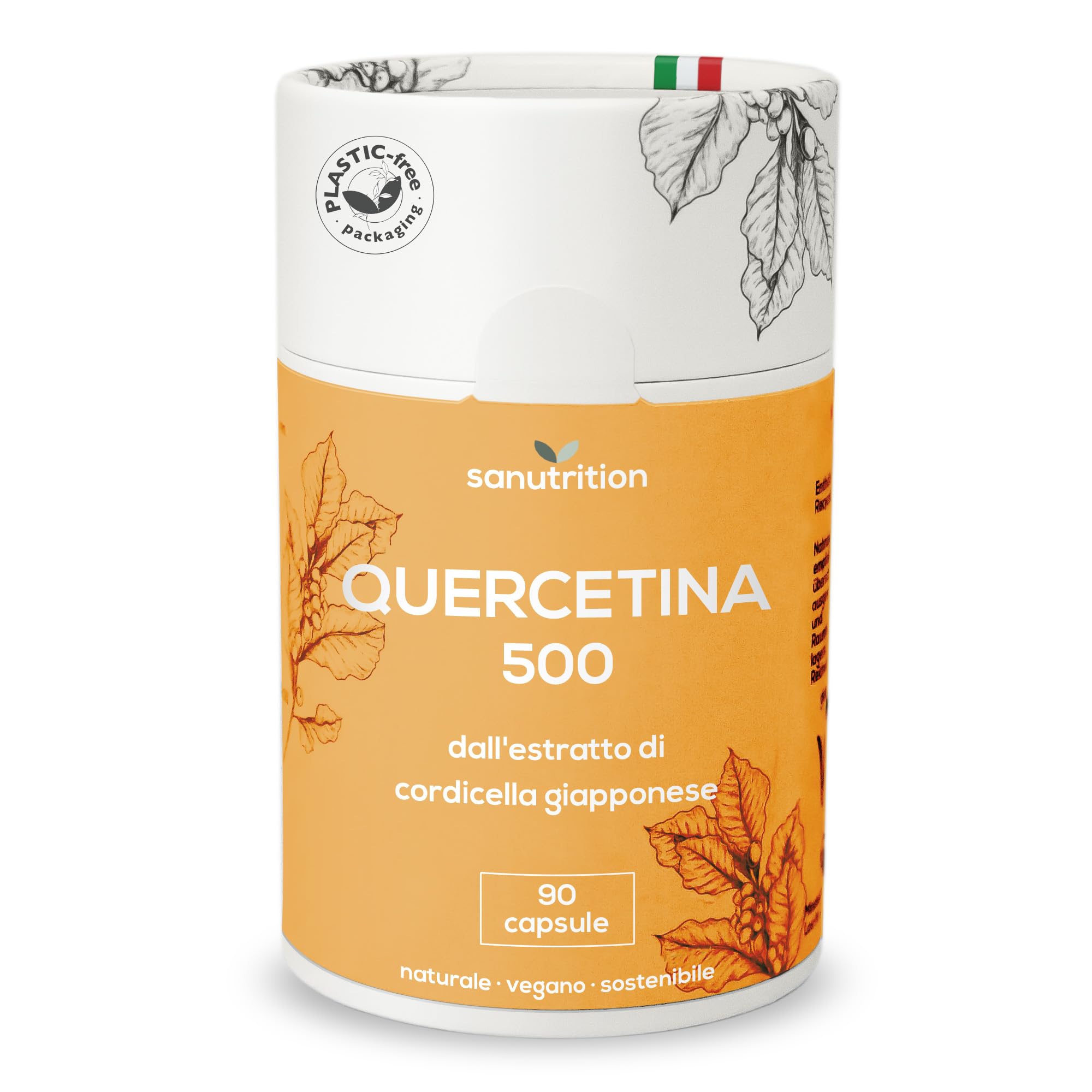Quercetina 500 mg per capsula | 90 capsule | Altamente dosata | Da estratto di fiori di cordicella giapponese | Buona biodisponibilità e tollerabilità | Vegan