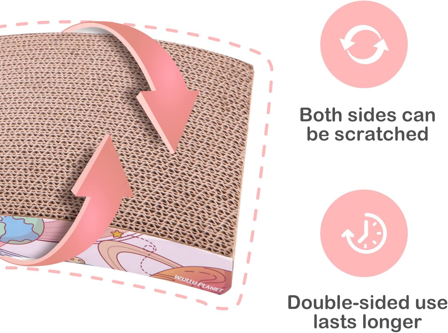 review Cat Scratch Board Cardboard Cat Scratcher for Indoor Cats Reversible Cat Scratching Pad with Catnip (Pink+Blue)