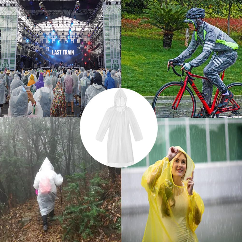 6pcs Ponchos Pluie Transparent Imperméable,Poncho Pluie transparent,Transparent Plastique Poncho Pluie,Extérieur Imperméable Poncho,Ponchos à Capuche Adulte Raincoat