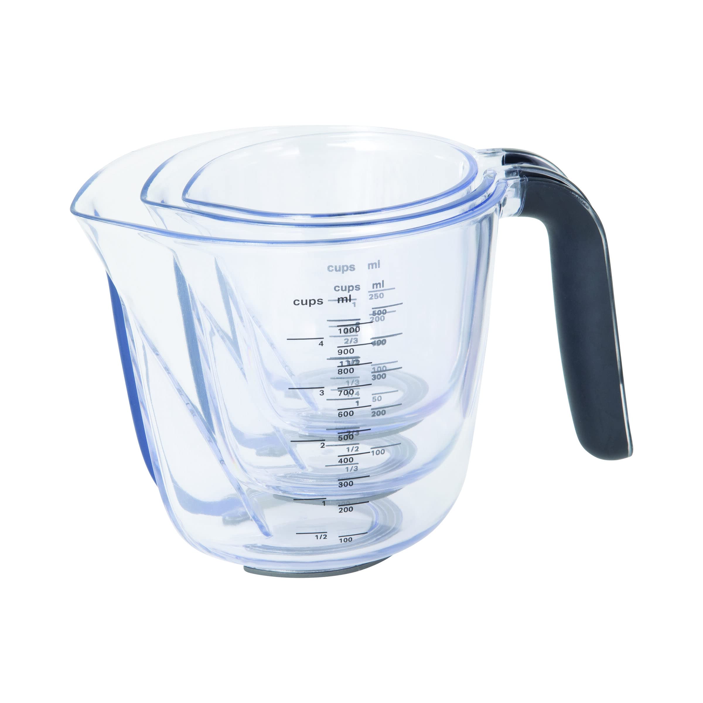 KitchenAid Set di 3 misurini universali Easy View, trasparenti, con manici neri
