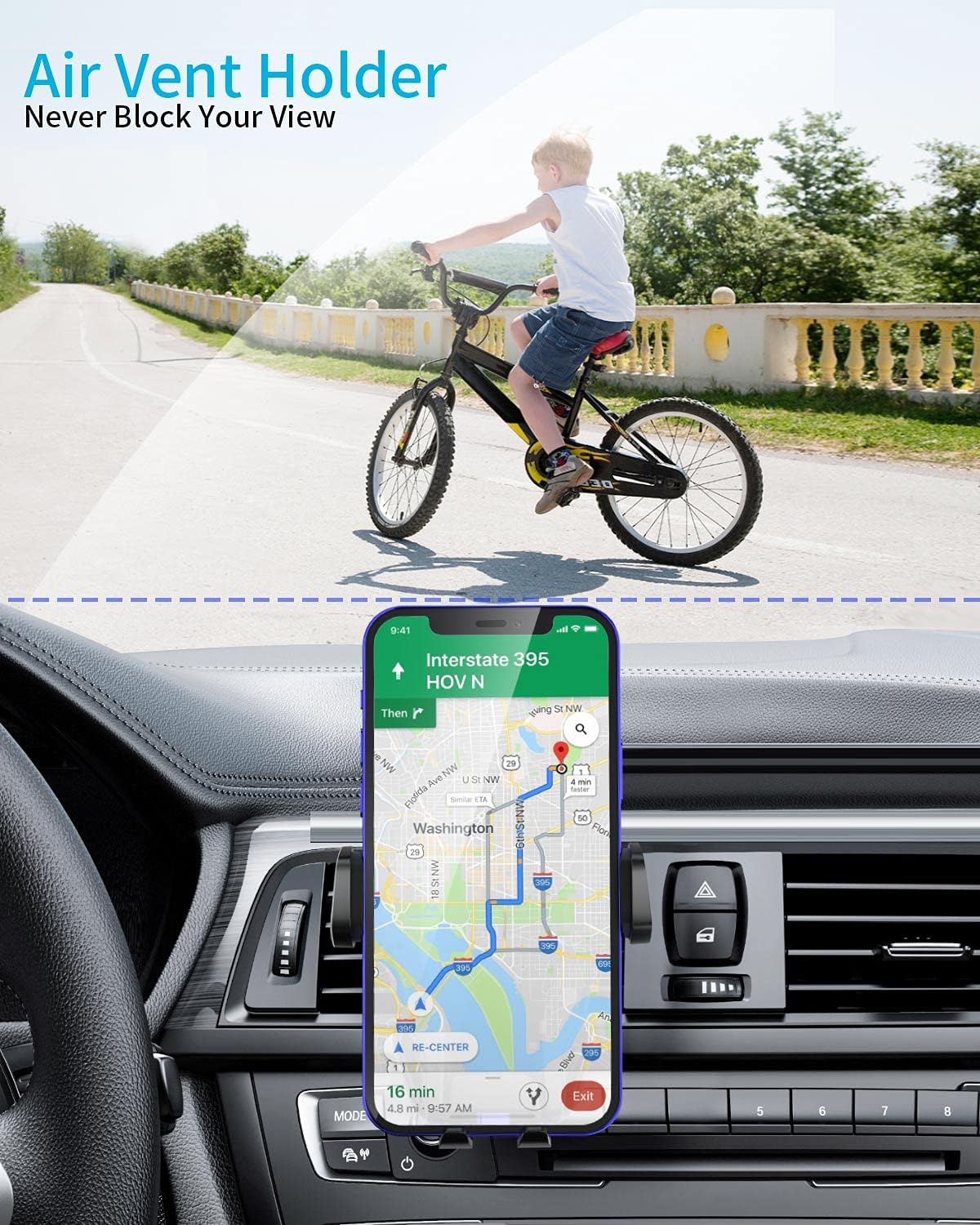APPS2Car Car Vent Phone Holder, Stable iPhone Car Vent Mount, Car Phone Mount Vent, Compatible with 4-7” iPhone 12 Pro Max/11/Pro/Pro Max, Galaxy S20 and More