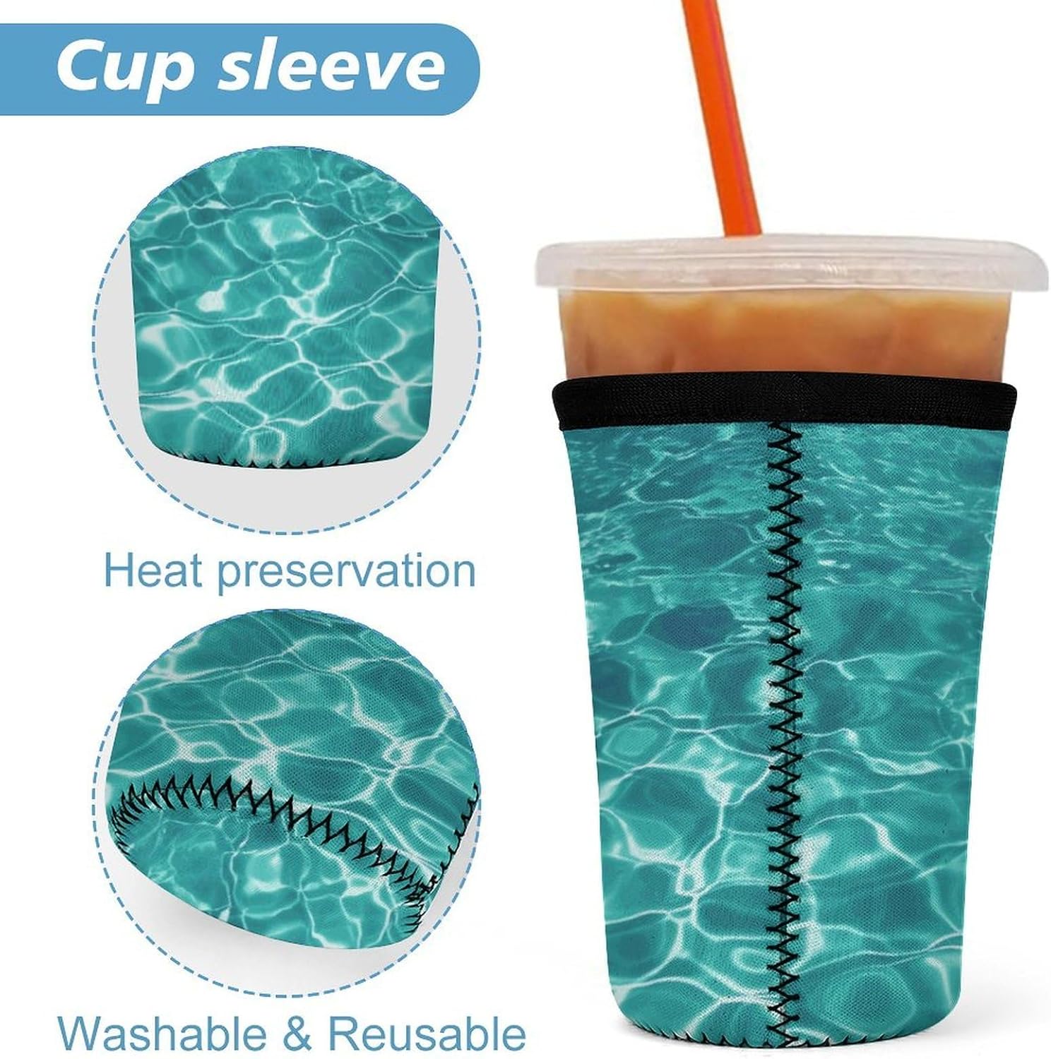 3 Pack Neoprene Cup Sleeves, Stretchy Reusable Drink Cup Cover Universal