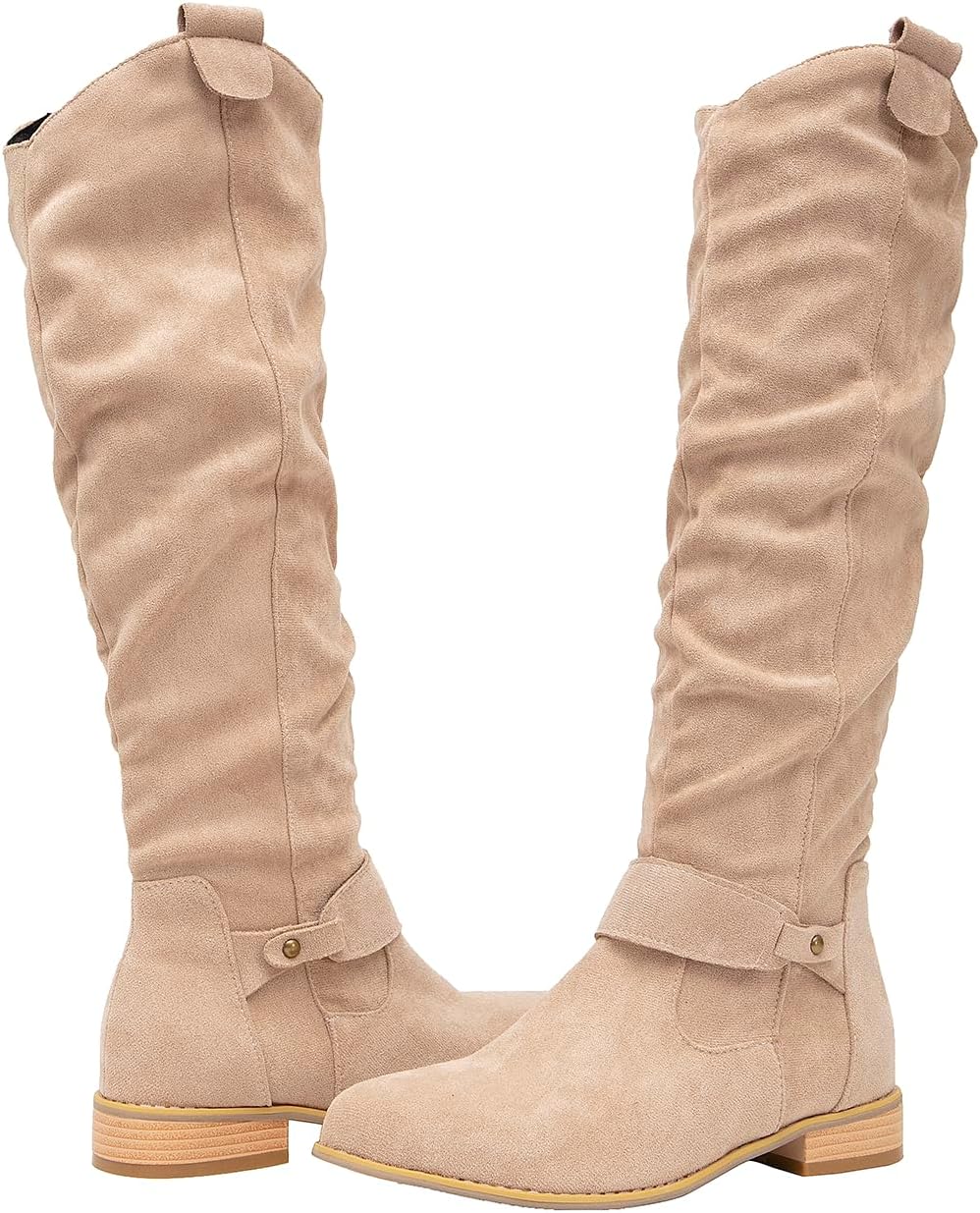 getmorebeauty Women's Winter Boots Knee High Boots Flat Suede Side Zipper Thigh High Boots - Image 7