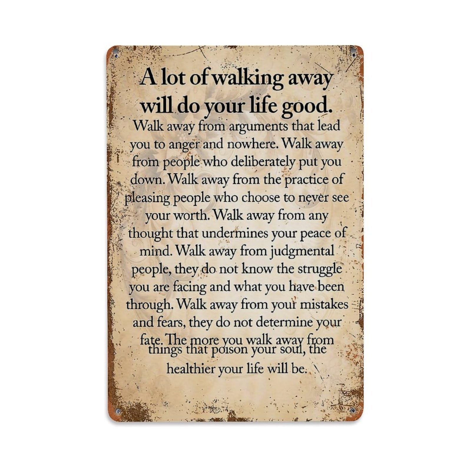 Vintage Textured Background With Inspirational Quote Vintage Tin Sign Retro Metal Wall Decor Metal Poster, Home Bar Garage Farmhouse Cafe Wall Art Decoration 8x12Inches