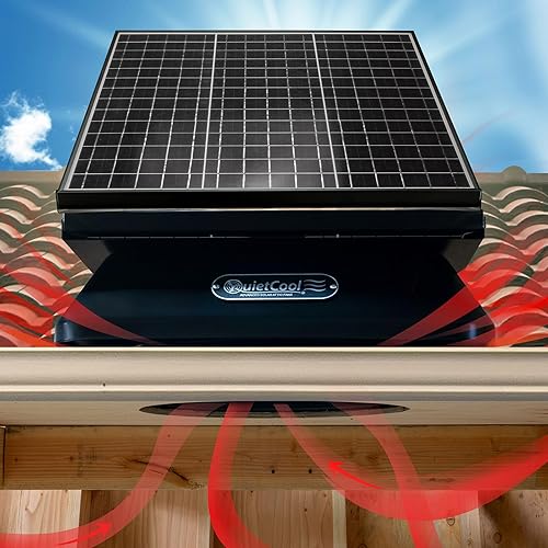 Miniatura 7 de QuietCool AFR SLR-40 Ventilador solar para ático de montaje en techo, panel ajustable de 40 vatios, inversor CA/CC incluido para tiempo de
