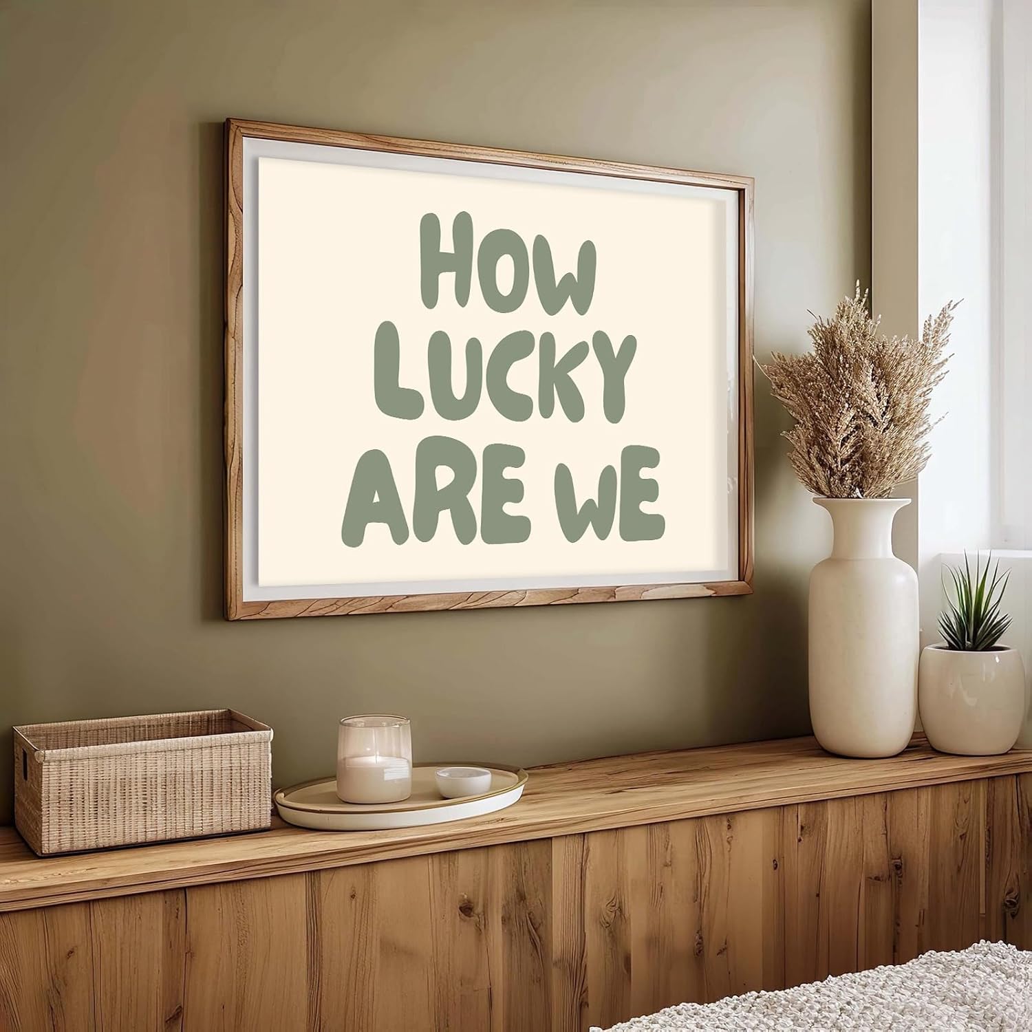 KAQNMY Minimalist Wall Art Poster Warm Healing and Cozy Home Decor Print Retro Aesthetic Print How Lucky Are We Poster for Living Room Bedroom Dorm Apartment Office 16x24 Inch UnFramed Decor - Image 5