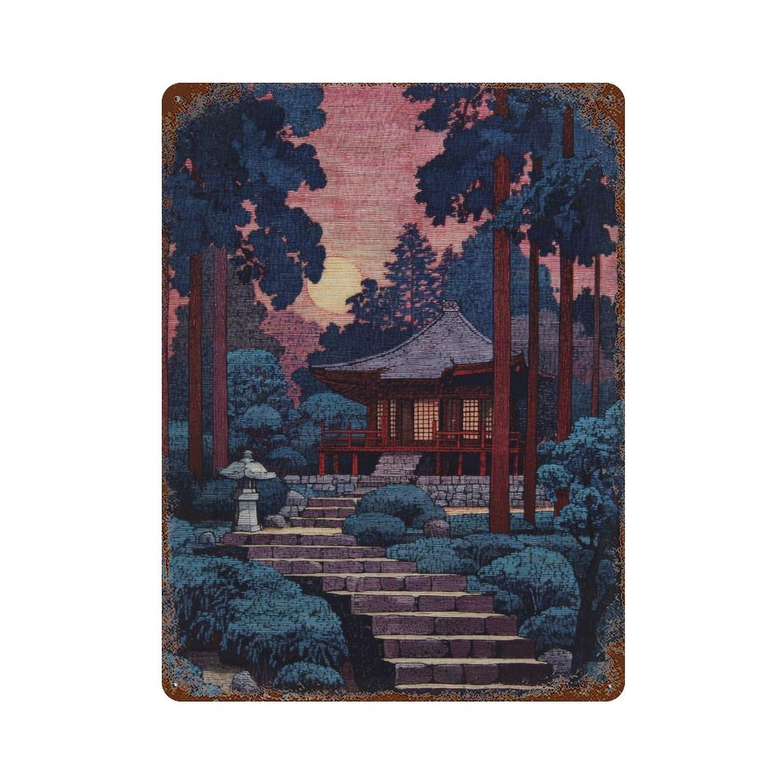 xiaoxiaoshen Japanese Temple. Ukiyo Wall Decor Art Metal Tin Poster Modern Home Decor Art Home Bar Shop Decorations Vintage Sign 40x30cm