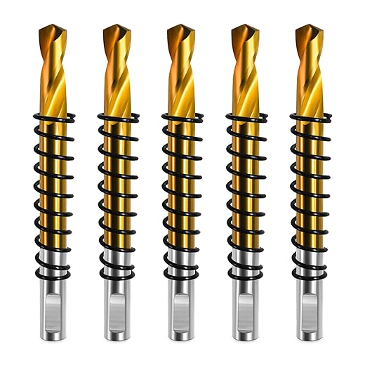 ASNOMY 5pcs Titanium-Plated Pilot Drill bit for Hole Saw, Hole Saw Center Drill bit for Metal, Steel, Iron, Wood, Plastic