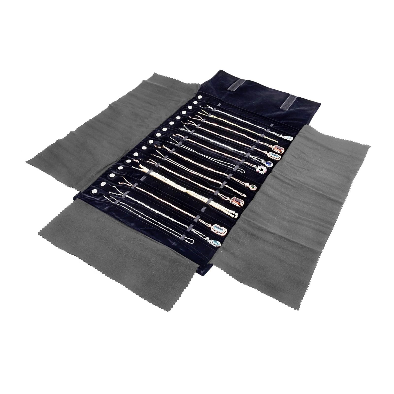 UBOHUZ Travel Jewelry Necklace Display Holder Storage Bag Portable Chain Roll Up Carrying Case For Bracelet Gift Organizer for Travel Necklace(Color1)