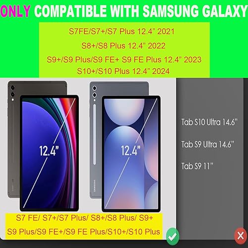 Miniatura 2 de SUYOOULIN Funda de teclado para Samsung Galaxy Tab S9 Plus S9+ de 12.4 pulgadas 2023 (SM-X810X816BX818U) con soporte para bolígrafo S, funda de