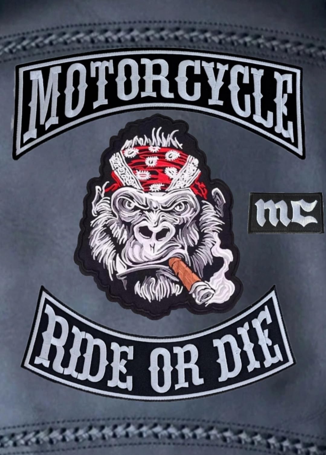 Set 4 Toppe Patch ricamate da applicare con ferro o cucitura: " BIG SET PATCH" | Patch biker annodabile/applicabile con ferro | Sticker per motociclisti | Fai da te