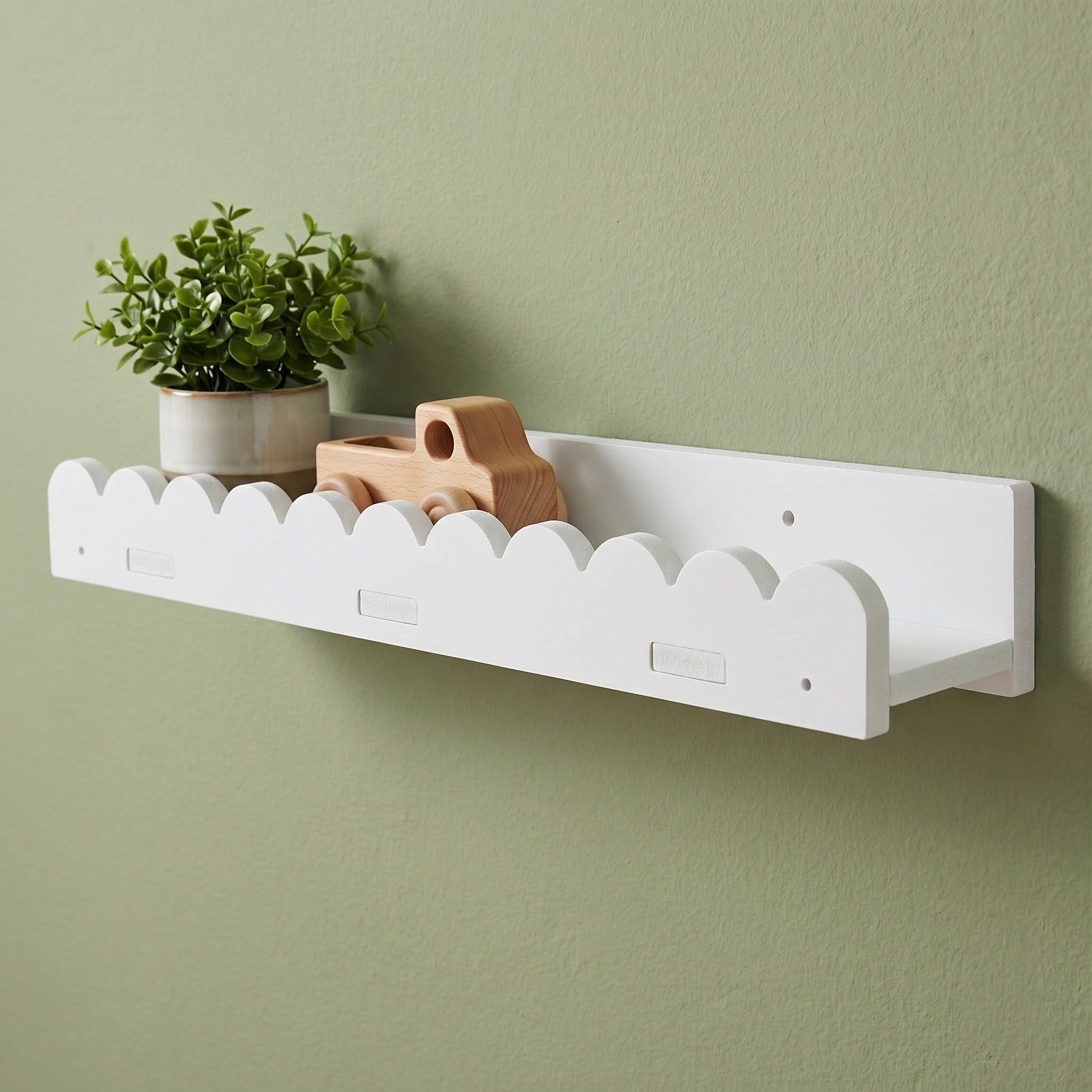 Estante magnético de Pared para Libros Infantiles, estantería Flotante para niños, estantería Ondulada de PVC Blanco para Libros, Juguetes, Marcos de Fotos y decoración de aulas.