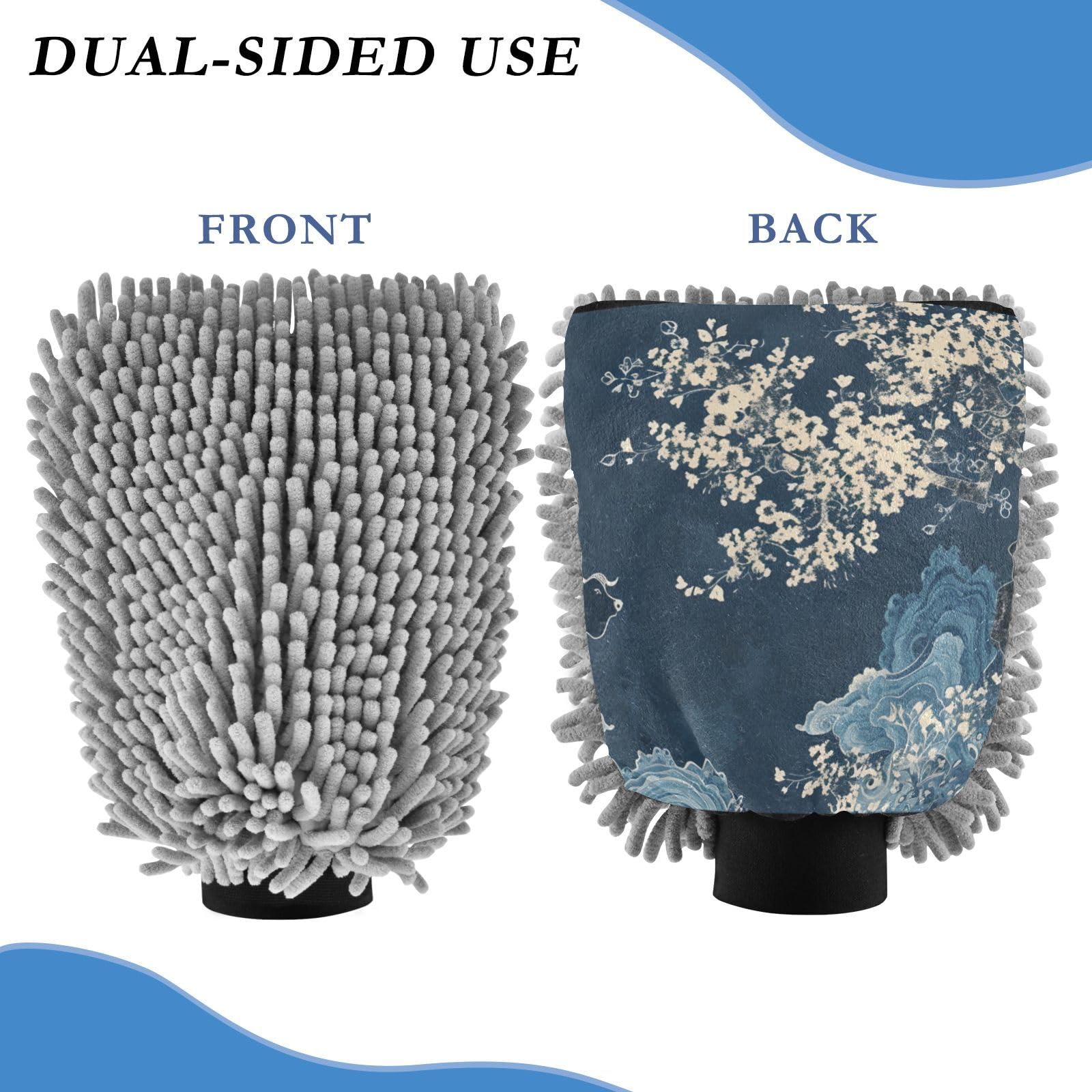 IOACIY Absorbent Microfiber Car Wash Drying Mitts, 2 Pack, Scratch-Free & Lint-Free, Rich Foam, Highly Absorbent, Double Sided, Wash Mitt Perfect for Car Washing, M, Cow (7)