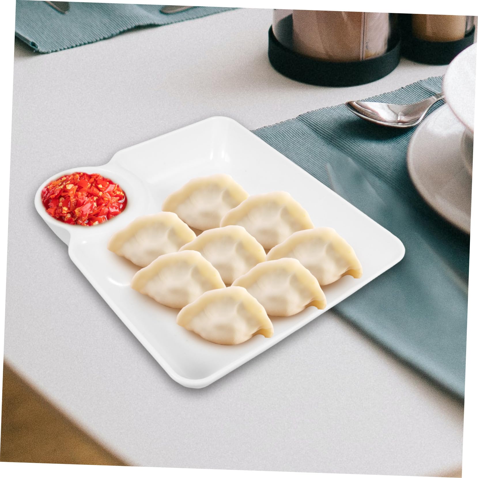 8 Stück Quadratisches Snackteller mit Dip Schale Wiederverwendbar aus Langlebigem Pp Geteilter Soßenhalter für Partys und Familienfeiern Platzsparendes Design