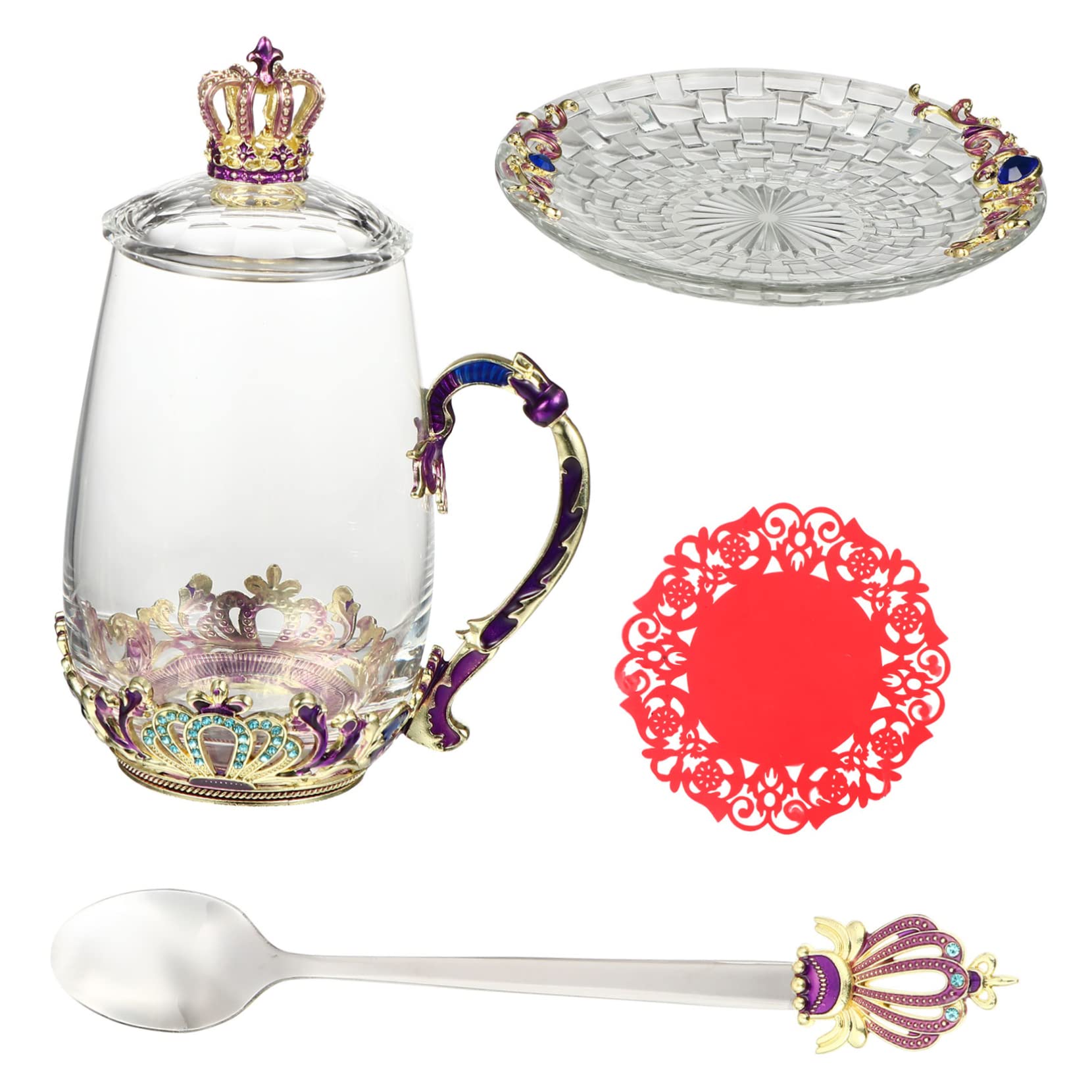 Cabilock 1 Satz Blumenteetasse Aus Emaille Neuartige Kaffeetassen Emaille Ausgefallene Teetassen -blumen-teebecher Klare Kaffeetasse Frau Becher Trinken Europäischer Stil Glas