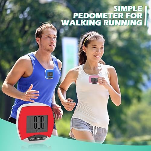 Miniatura 4 de Copkim Podómetro simple para caminar, contador de pasos LCD a granel con calorías quemadas, rastreador de pasos portátil para mujeres, personas