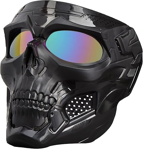 Miniatura 8 de Máscara de Airsoft de paintball, máscara táctica de cara completa adecuada para ATV, motocicleta, ciclismo, esquí, Halloween, juego CS, cosplay,