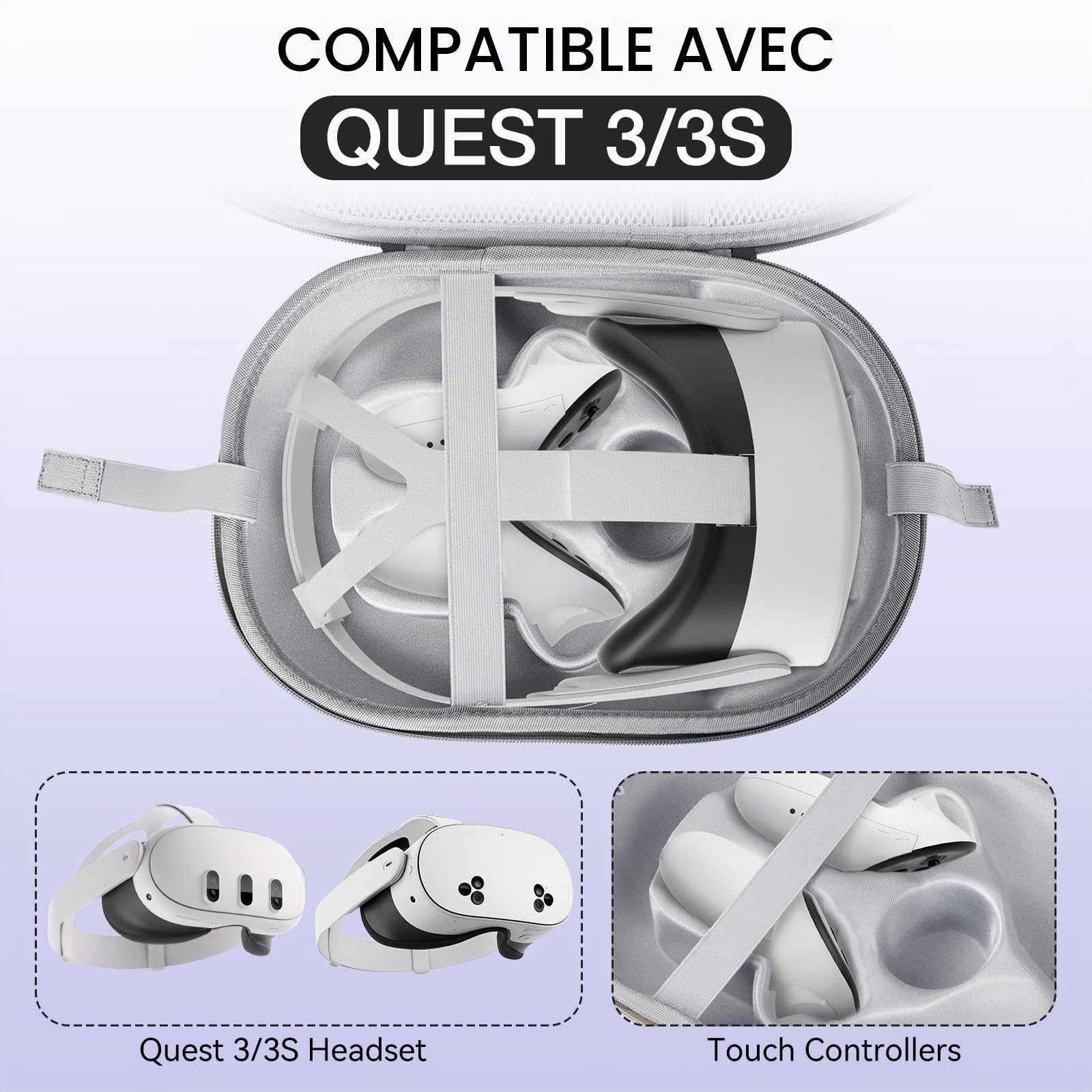 Étui de Transport Olycism Compatible avec Meta Quest 3S, Sac de Voyage Eva pour Oculus Quest 3S, étui de Protection étanche et Antichoc pour Quest 3S, Sac à Main pour Voyage et Rangement à Domicile