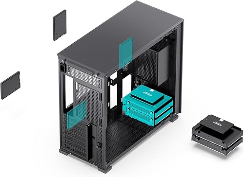 Vista 7 de JONSBO Caja de computadora ATX negra D41 MESH, ATX/M-A.TX Mainboard/Support RTX 4090 (13.189-15.748 in) GPU 360/280AIO, Power A.TX/SFX: 3.937