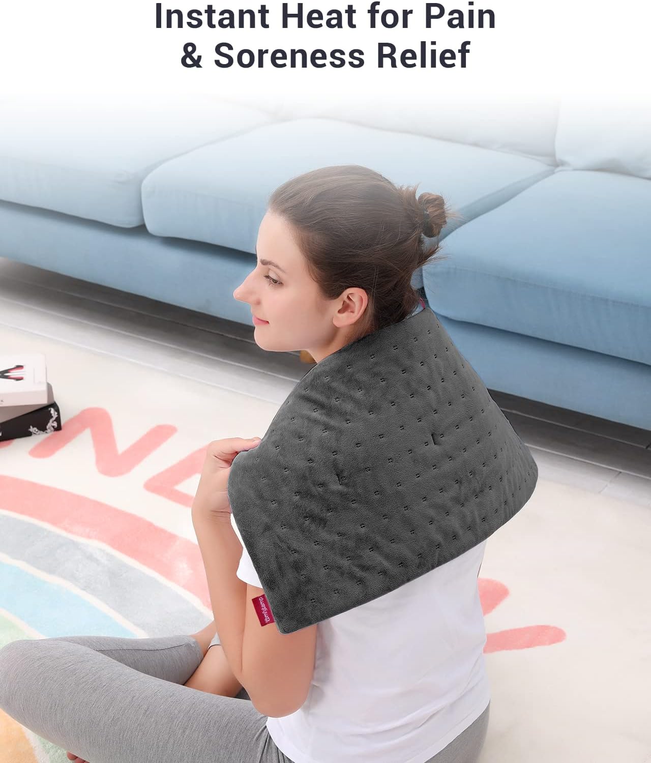 Heating Pad for Cramps, Comfytemp Electric Heating Pad for Back Pain Relief, Small Heating Pad with 3 Heat Settings, 2H Auto Shut Off, Stay On, for Neck and Shoulders, 12 x 24 in, Machine Washable : Health & Household