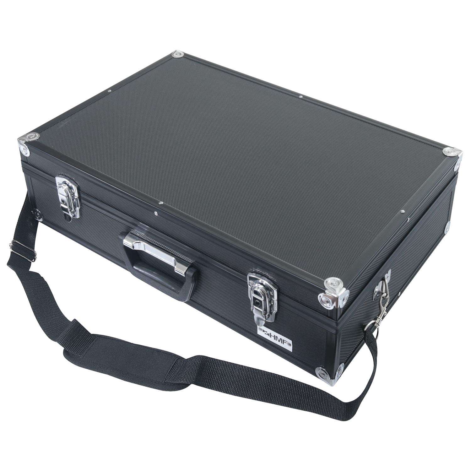 HMF 14521-02 Valigetta per Fotocamera in Alluminio, Custodia per Pistole con Schiuma Raster | 56,5 x 36 x 16 cm | Nero