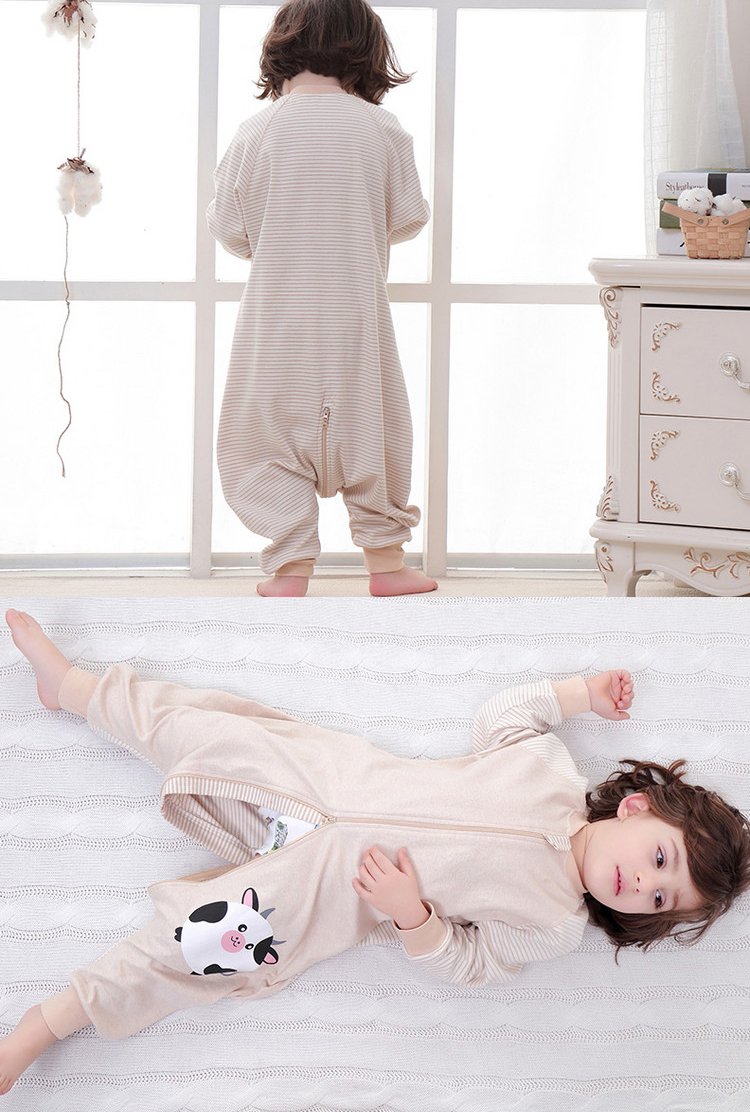 Cyuuro Baby Sleep Sack With Arms – Organic Cotton Wearable Blanket, Separate Legs For Walking
