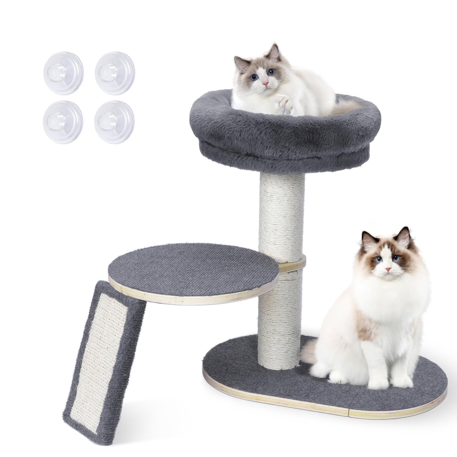 Topmart Cat Tree,19.6''H, Window Mountable Cat Tower for Indoor Cats with 4 Strong Suction Cups, Cat Condo with Sisal Scratching Post and Board for Kittens