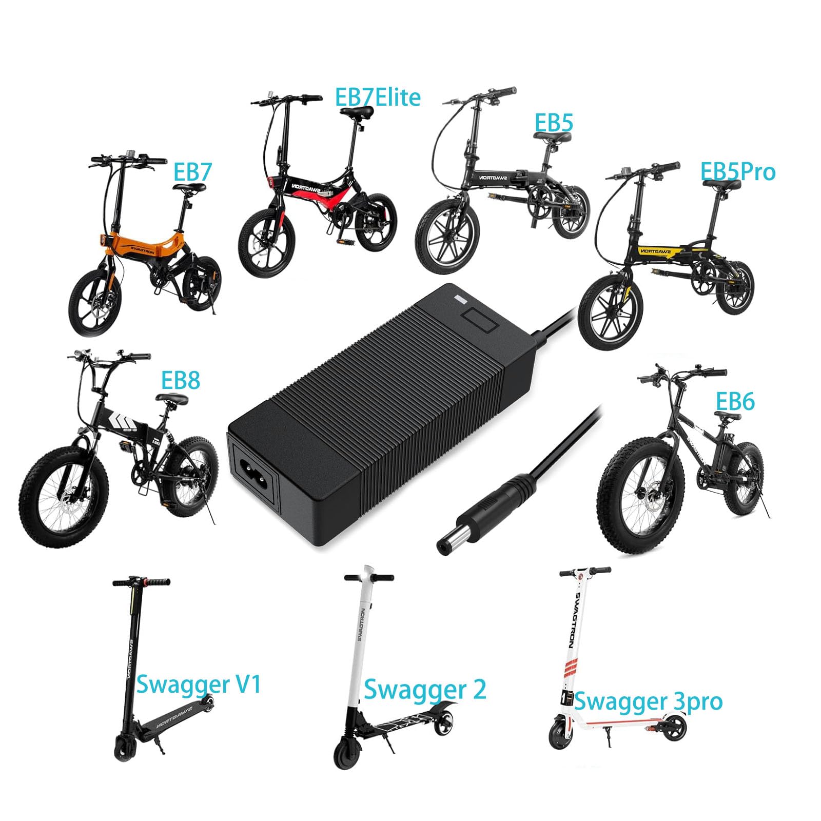 Chargeur Trotinette Electrique, 42V 2A Universel Chargeur Velo Electrique | pour Scooter électrique Hoverboard 36V Trottinette Batterie (DC)