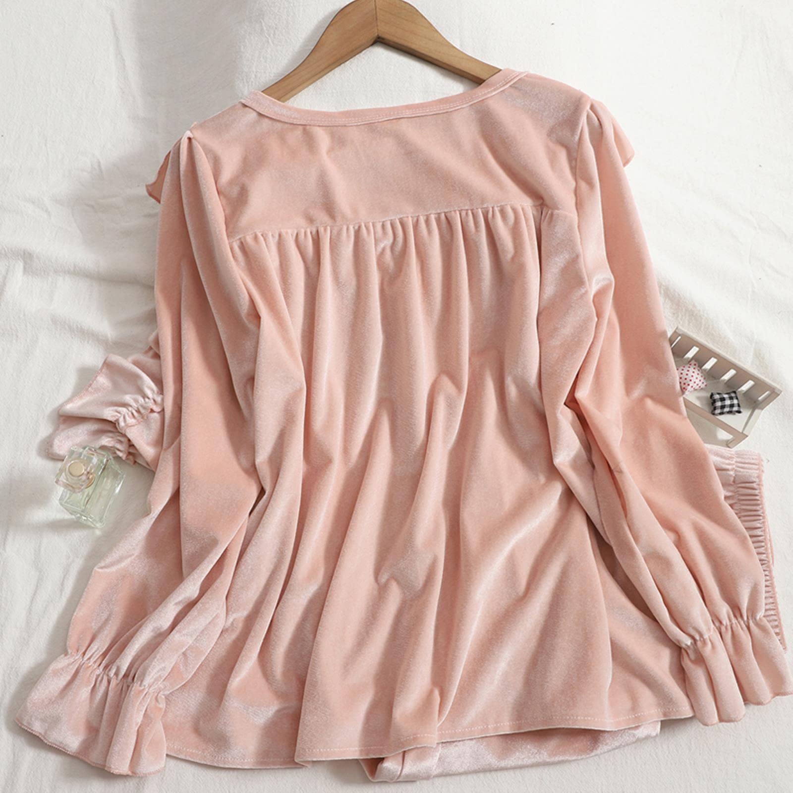 Pigiama Donne Due Pigiama Pigiama Autunno Inverno Nuovo Sweet Fairy Firny Velvet Bresed Breasted Breaded Top Allentato Top Harem Pants