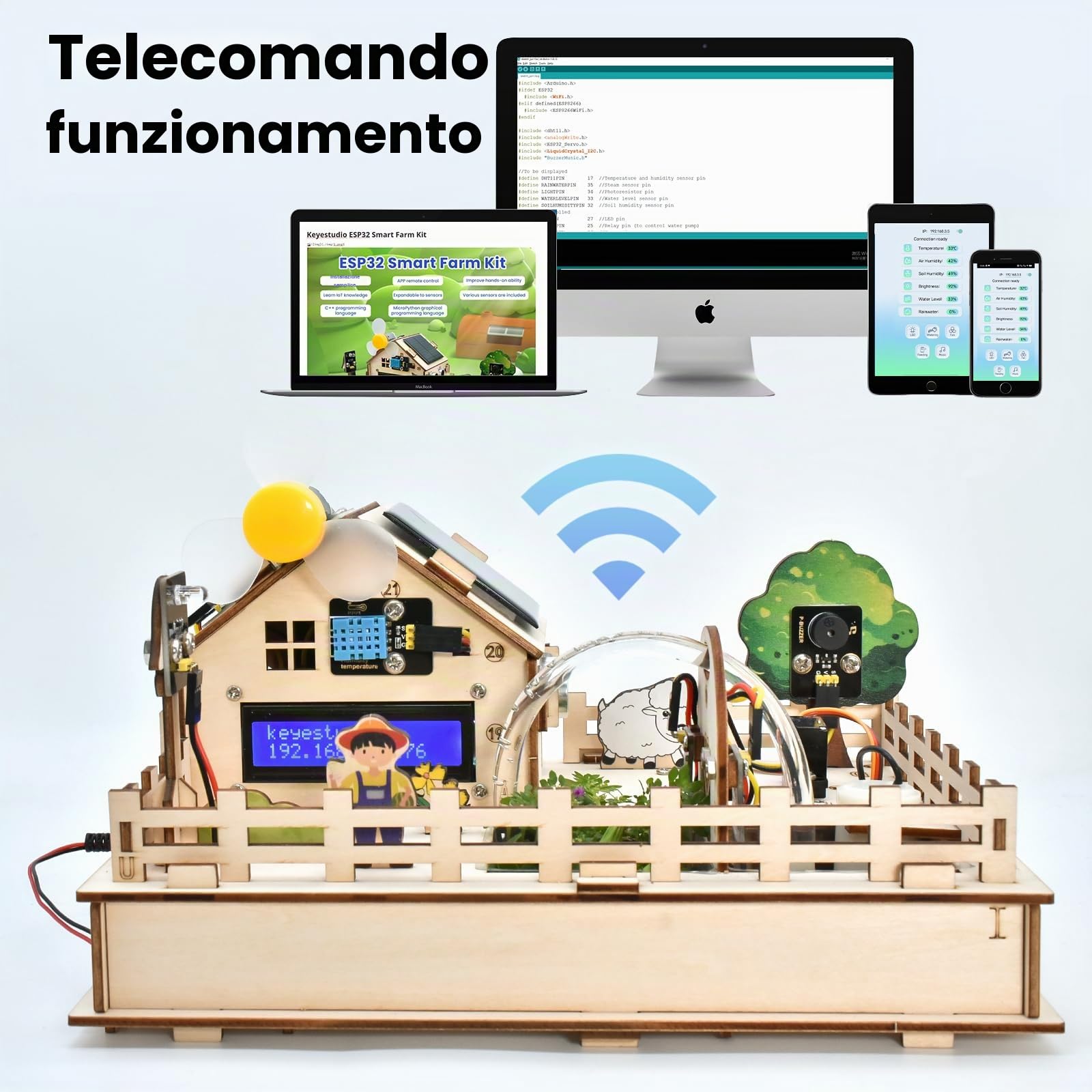 KEYESTUDIO ESP32 IoT Smart Farm Starter Kit per Arduino e Scratch Programming, Kit Sensore fai da te STEM Educational Set per Adults Teens 15+