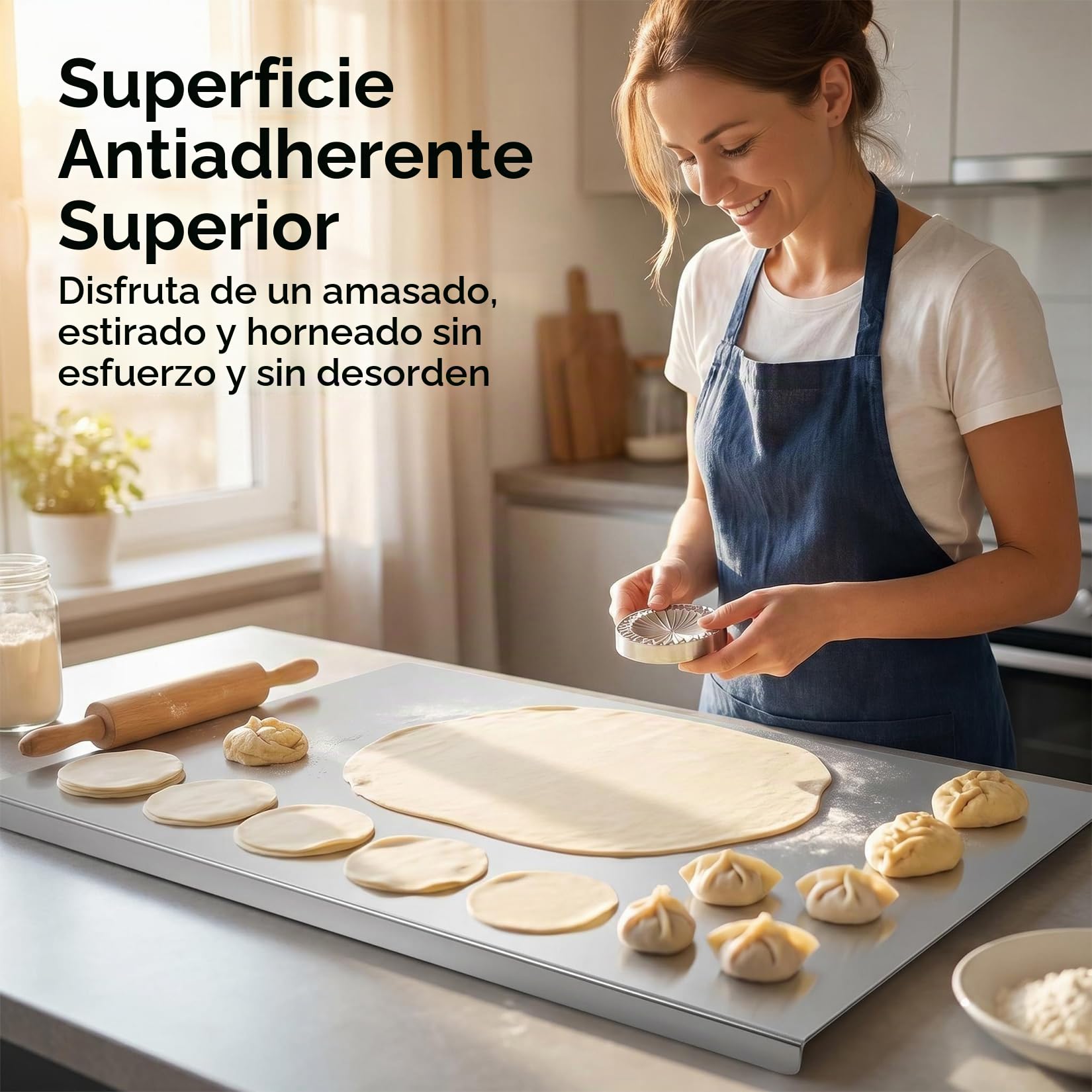 Tabla de Cortar de Acero Inoxidable 40x60 cm, Higiénica y Antibacteriana, Fácil de Limpiar, para Carne, Verduras, Frutas, Pan, Amasar y Hornear, Uso Profesional en Cocina, Bar y Restaurante