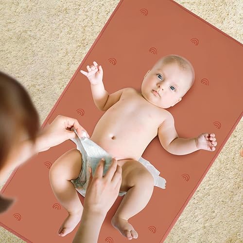 Miniatura 5 de Cambiador de cuero vegano para bebé, cambiador portátil lavable, paquete de 2, cambiador de viaje plegable para bebé, regalos de ducha para recién