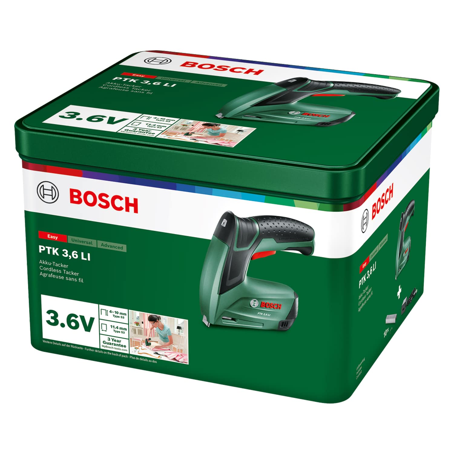 Bosch Graffatrice a batteria PTK 3.6 LI, batteria integrata, 3.6 Volt, 30 colpi/min, in scatola metallica