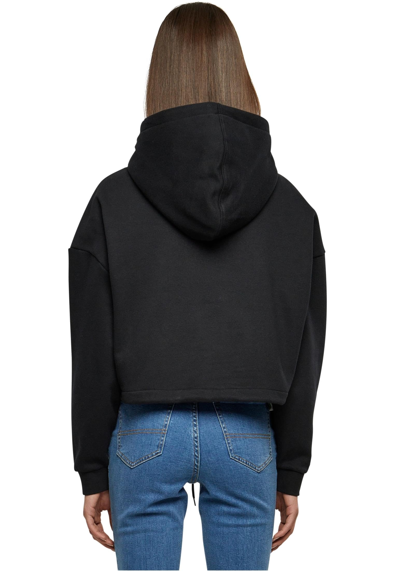 Urban Classics Ladies Cropped Oversized Mujer Sudadera con Capucha Negro Más Grande