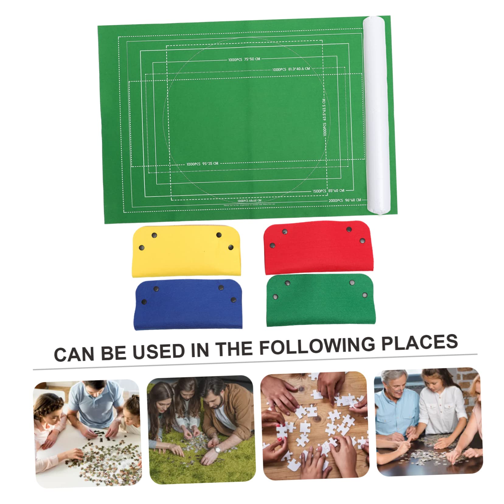 Toyvian Tappeto per Puzzle in Feltro Verde 3 Bande Fissante e Tubo Gonfiabile, Supporta Fino a 2000 Pezzi per Gioco Puzzle Adulti Colore Casuale