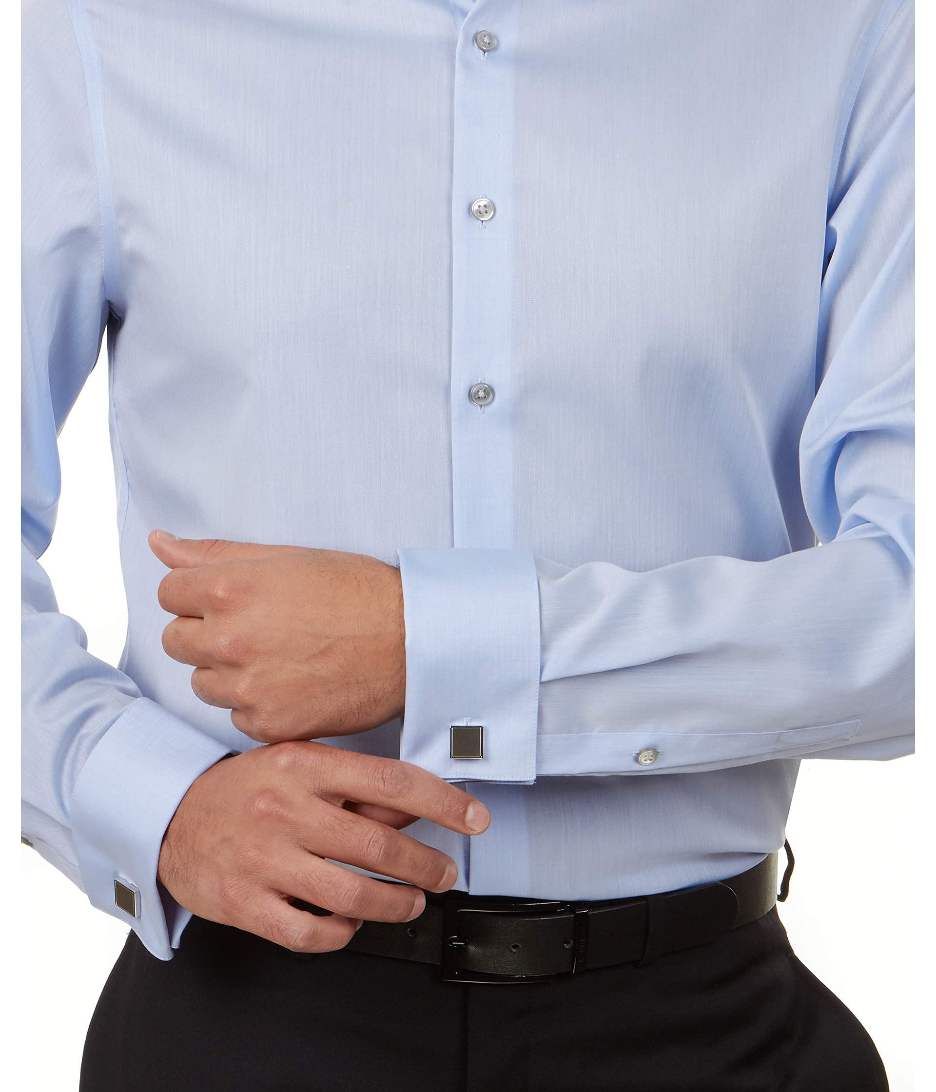 Calvin Klein Męska koszula Non Iron Slim Fit Herringbone French Cuff Dress Shirt Smoking koszula