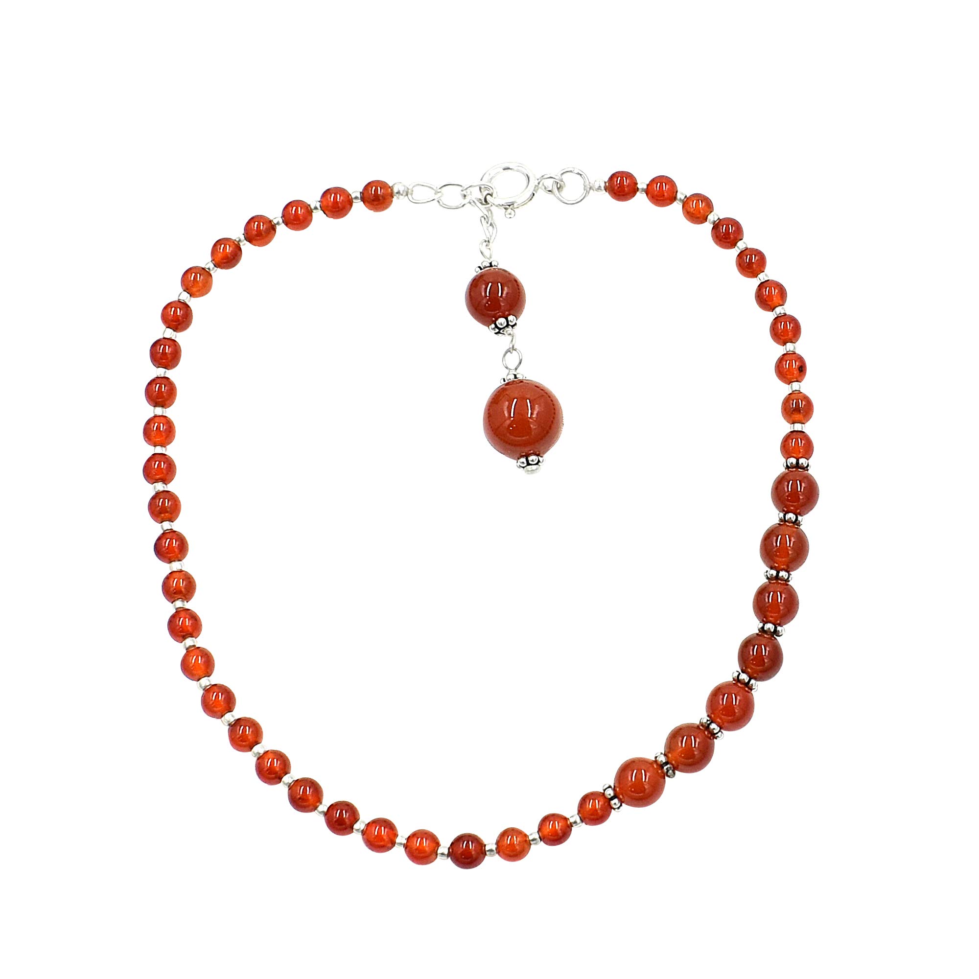 SILVESTO INDIA Natural Carnelian Gemstone Anklet 925 Sterling Silver Beaded Anklet For Women & Girls (1) (B08LYVKGZW) Amazon Price History, Amazon Price Tracker