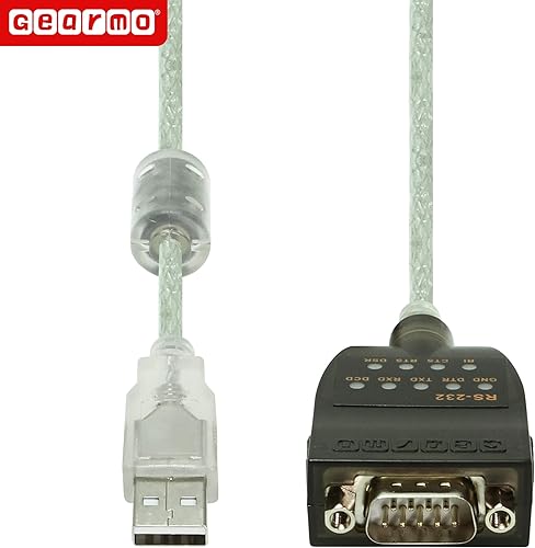 Miniatura 2 de Gearmo Adaptador serie USB a RS-232 con indicadores LED Soporte de Windows 11