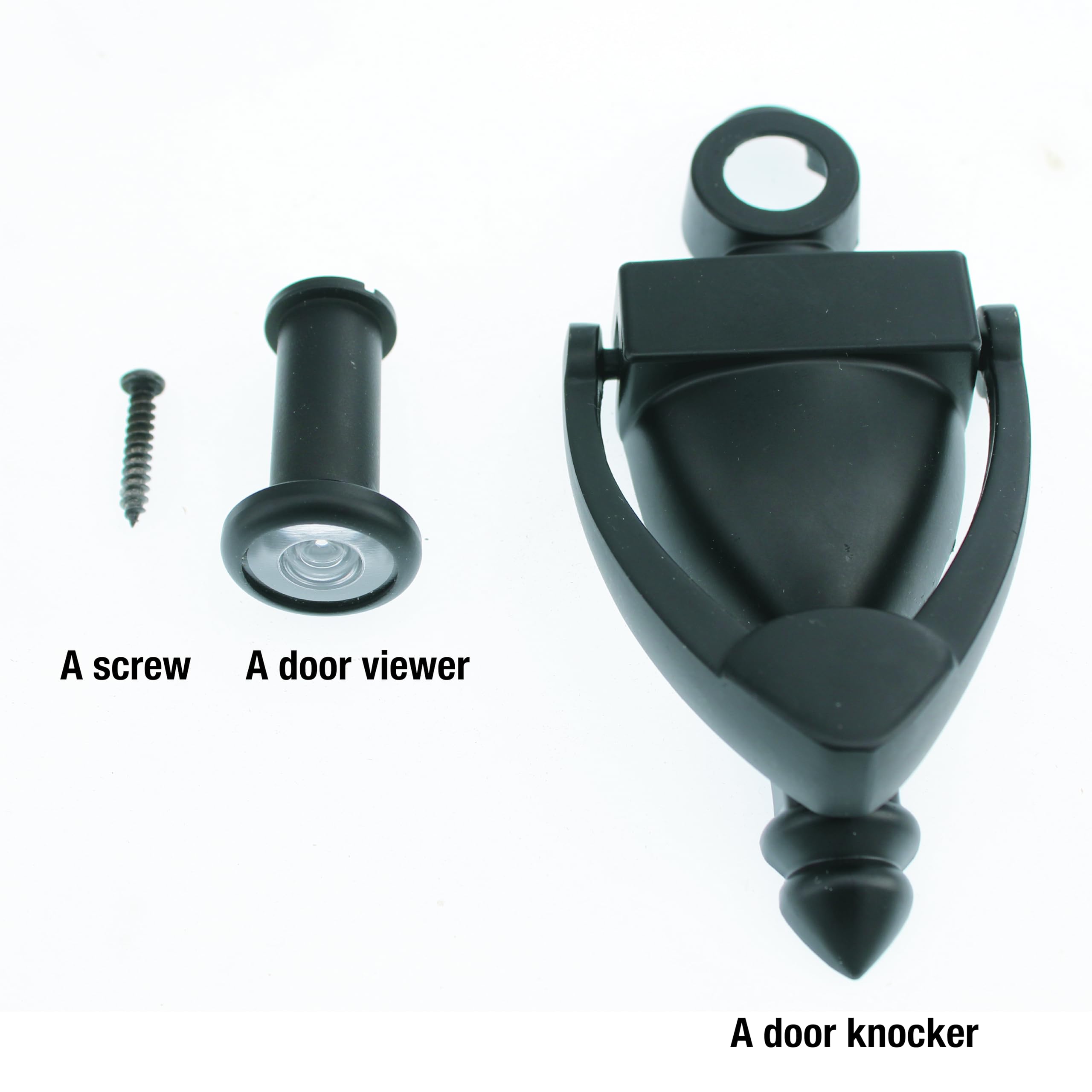 TB-SENROCA Elegant 5 Inch Matte Black Door Knocker with 180 Degree
