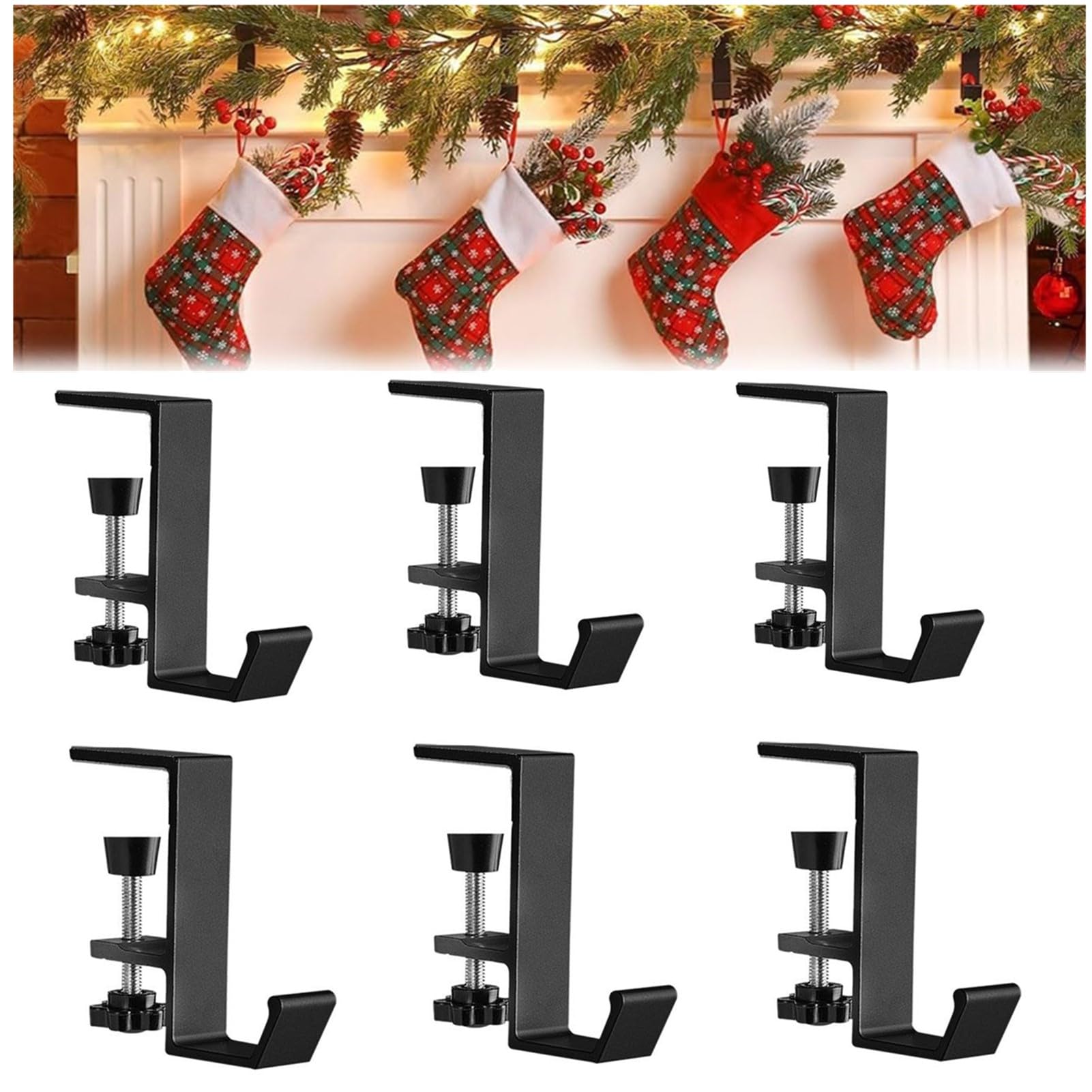 Fireplace Weihnachtsstrumpf Halter - 3ST Verstellbarer Halter Ohne Bohren Für Kamin & Regale